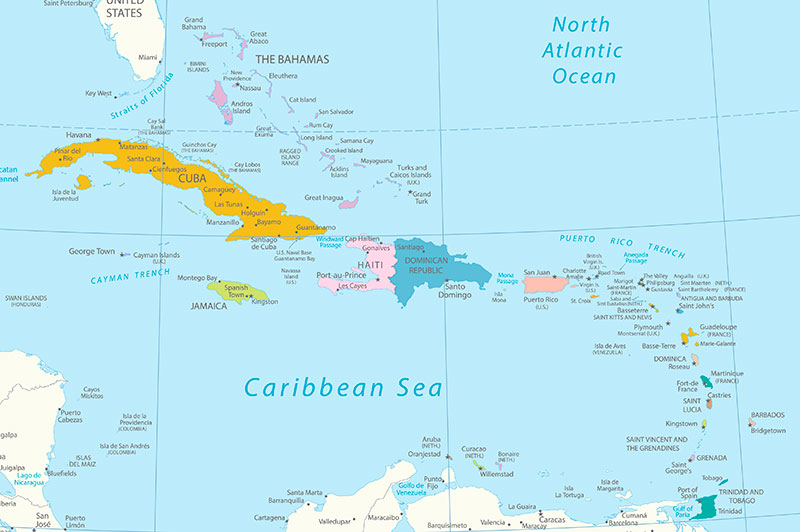 Printable Blank Map Of Caribbean Islands