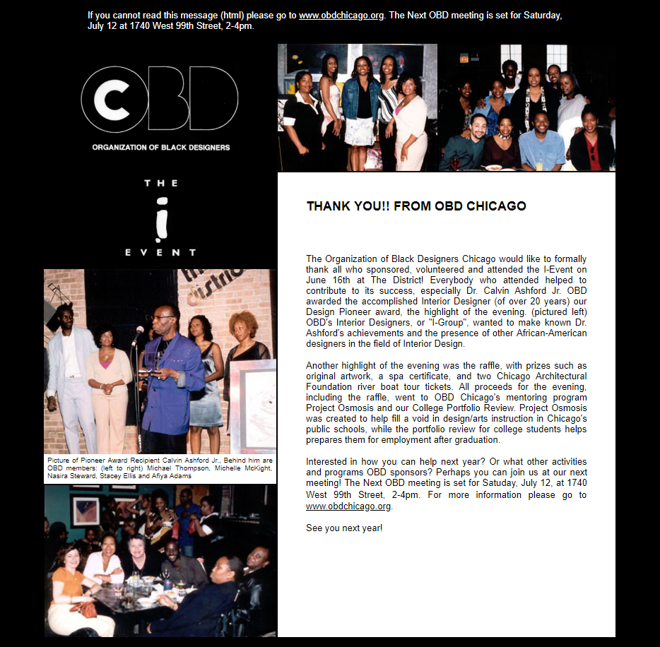 A screenshot from the Organization of Black Designers Chicago chapter.